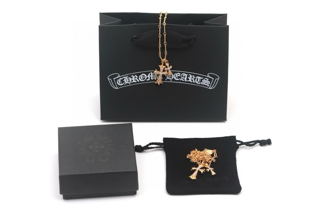 Chrome Hearts Gold Cross Pendant Necklace